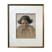 Painting drawing and flange "Young smiling woman" 30's signed L. George