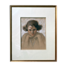 Painting drawing and flange "Young smiling woman" 30's signed L. George