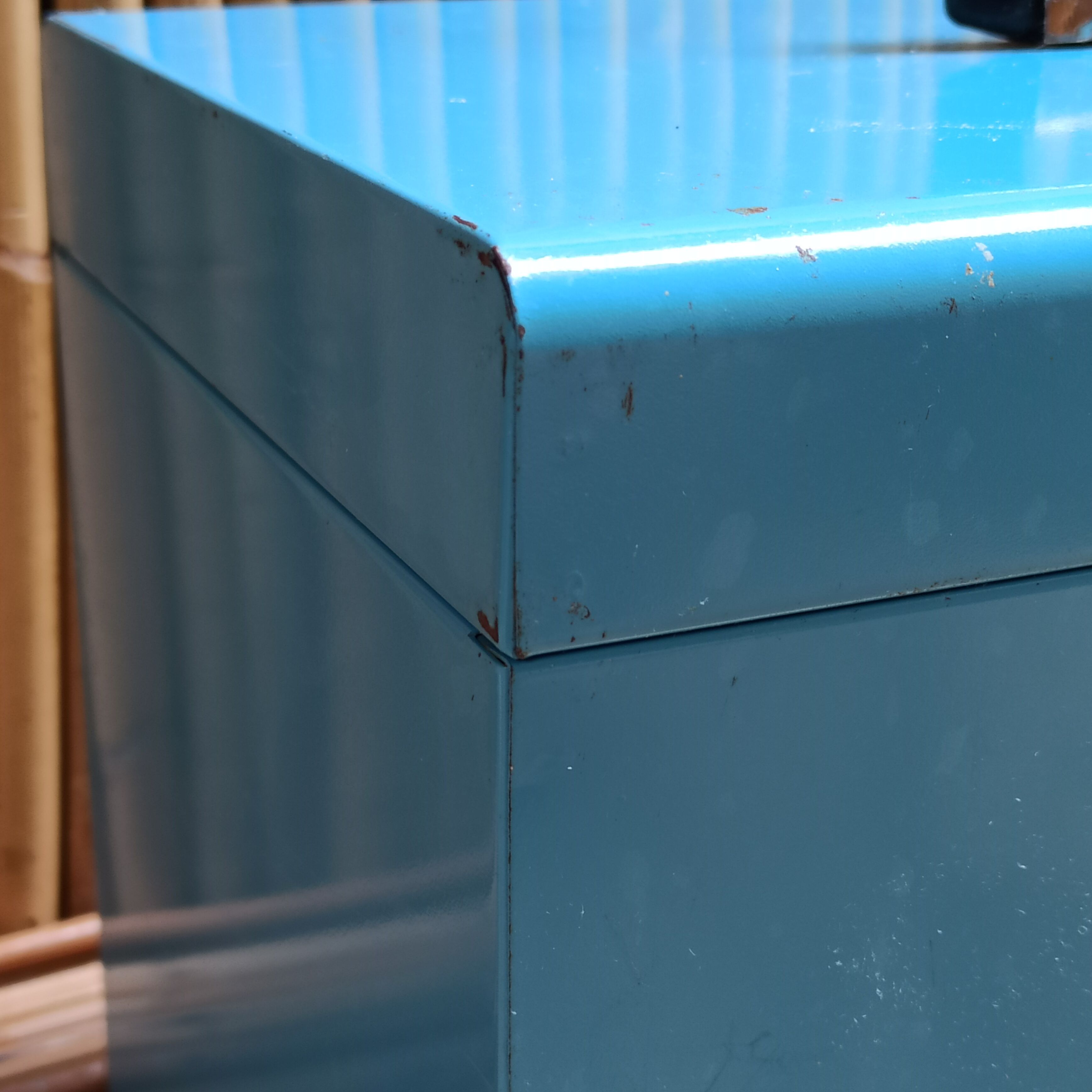 Box archives metal blue 50s industrial style