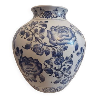 Vase chinois à fleurs bleues