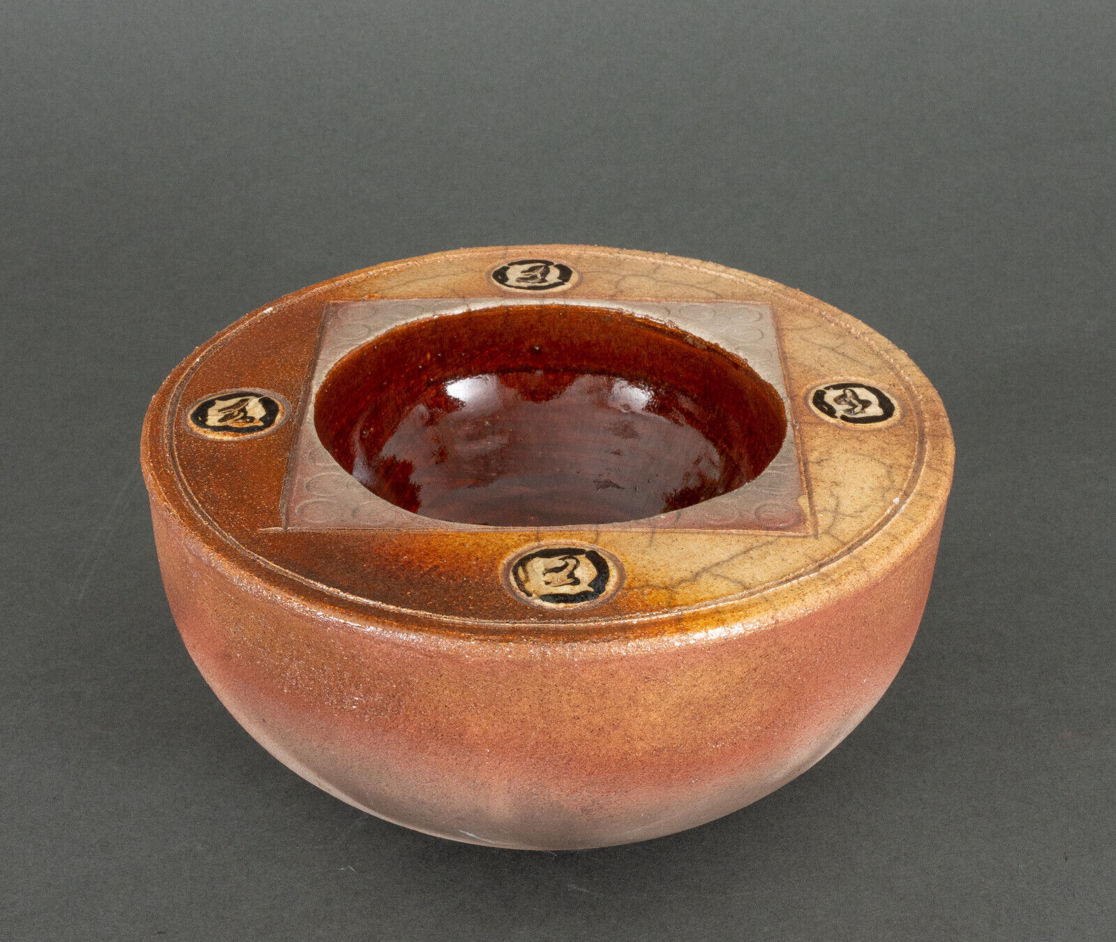 Pocket tray in monogrammed glazed stoneware Mid-twentieth