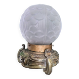 Lampe Art déco en bronze et verre moulé