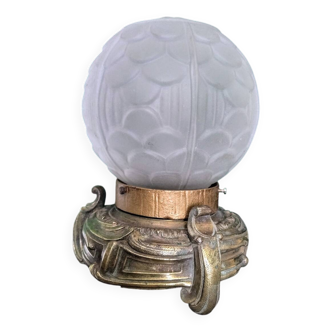 Lampe Art déco en bronze et verre moulé