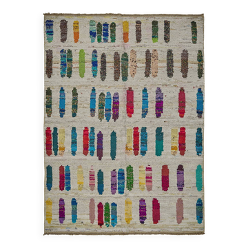 Tapis boho recyclé turc fait main 206 cm x 283 cm