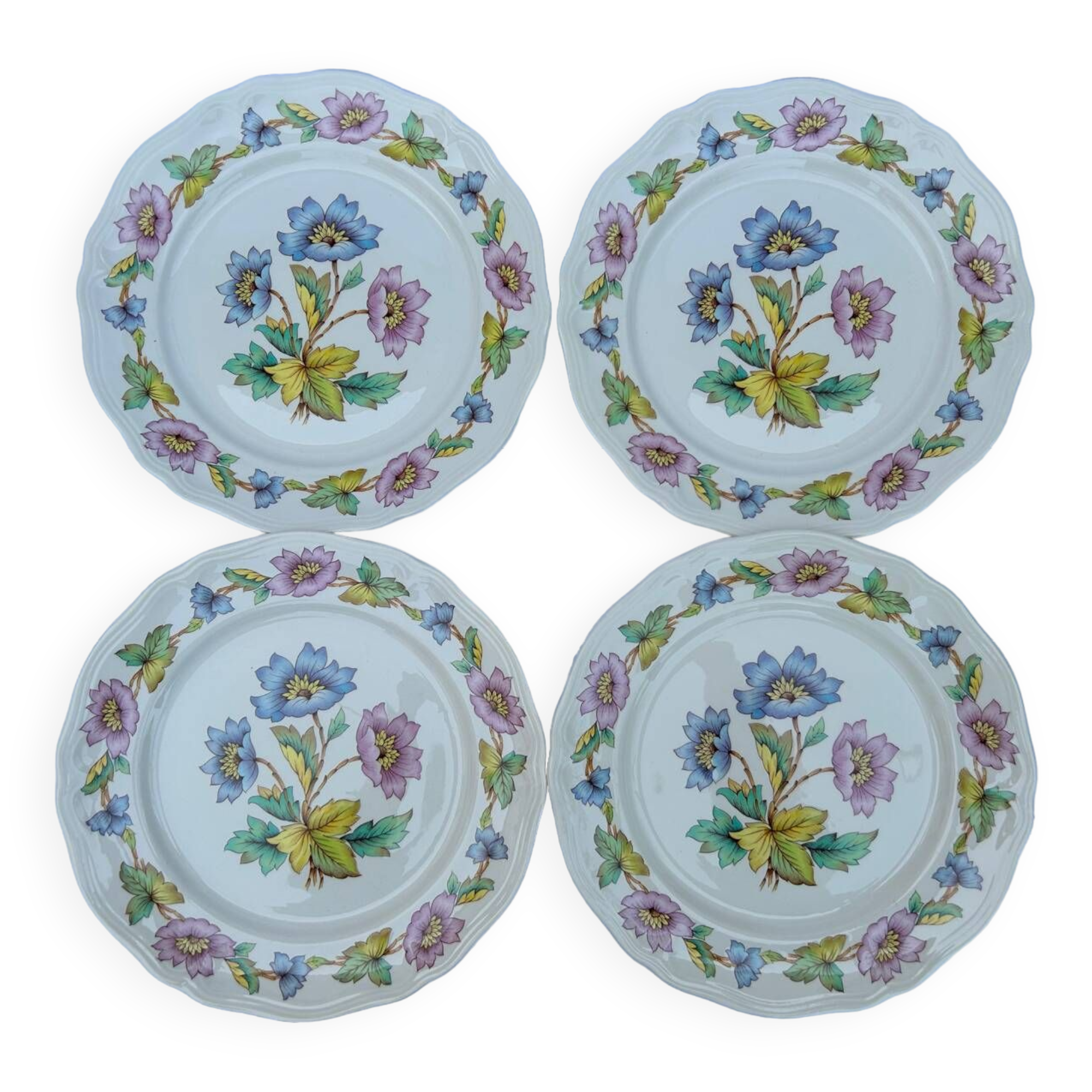 Set of 4 Moulins des Loups flat plates