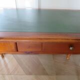 Minister's desk style L. Philippe – 2 drawers – cherry wood – faux leather desk mat