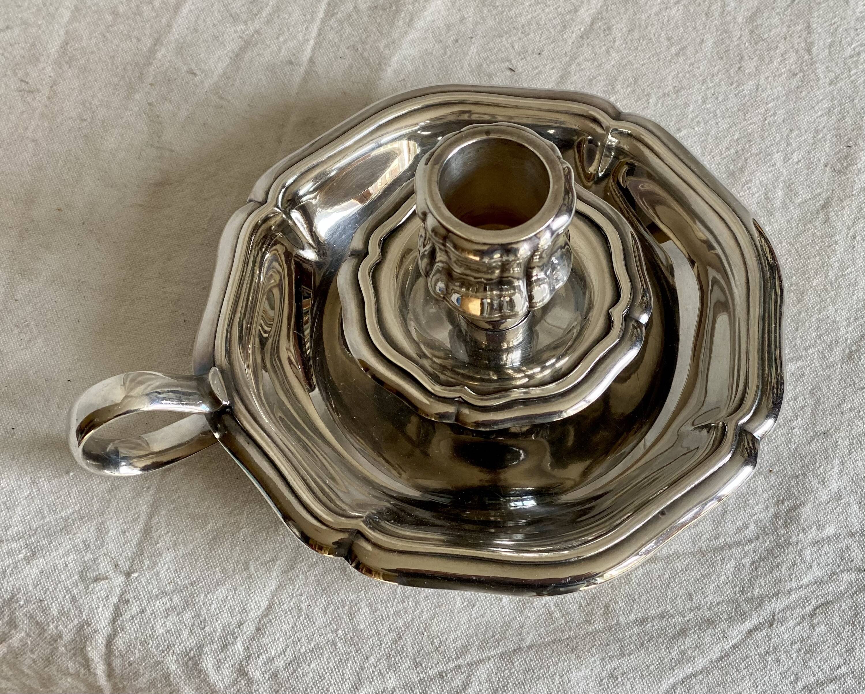 Silver-plated hand candlestick in the Louis XV style