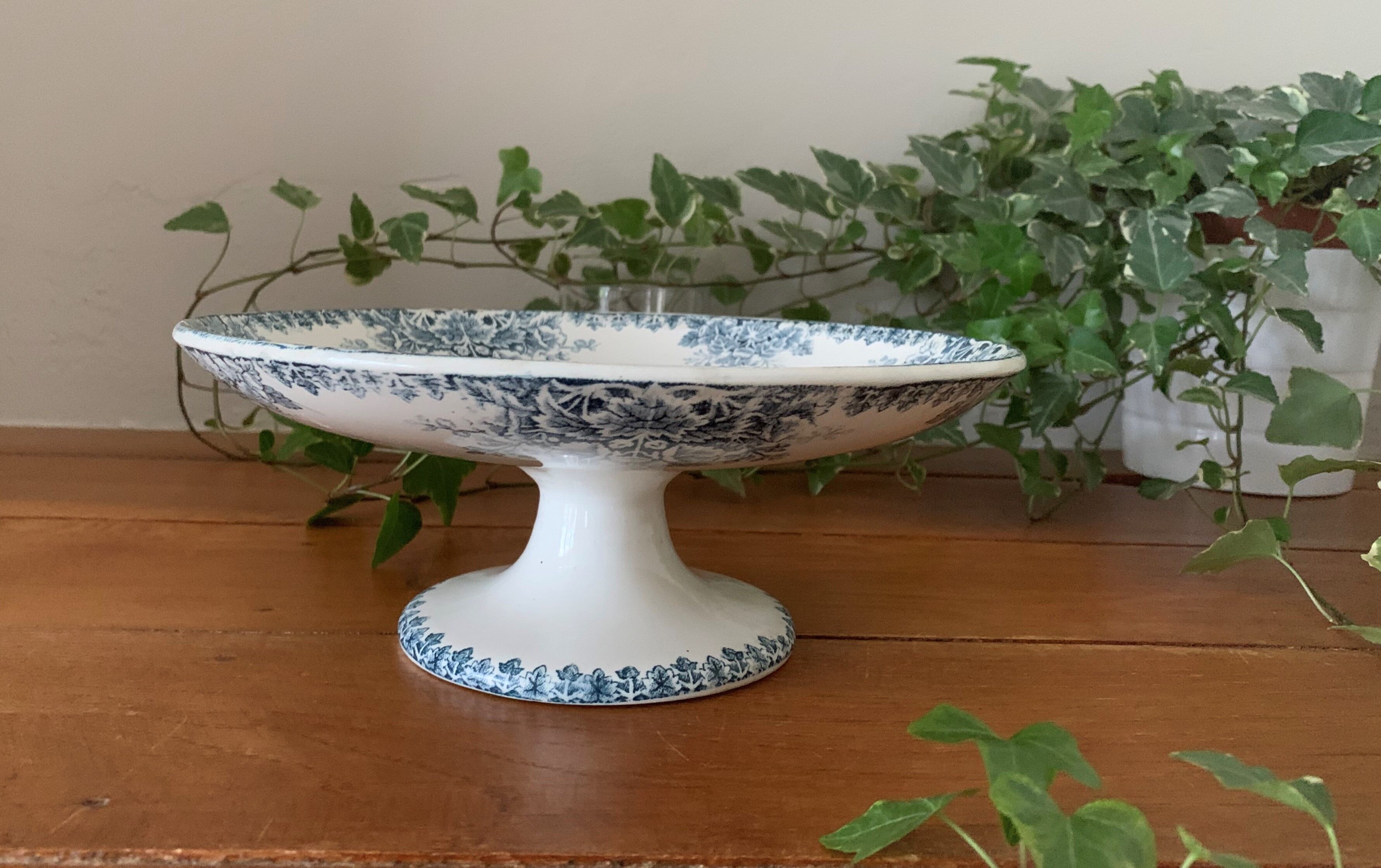 Antique earthenware compotier by Clairefontaine L.G.