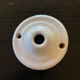 Pink glass suspension, fabric cable, ceramic ceiling lamp