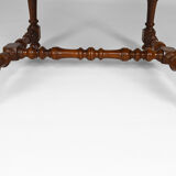 Louis XIII office armchair in leather and walnut carved around 1860