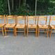 6 Scandinavian chairs in solid wood and straw, 1980