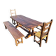 Old farmhouse dining table, 2 benches, 2 chairs