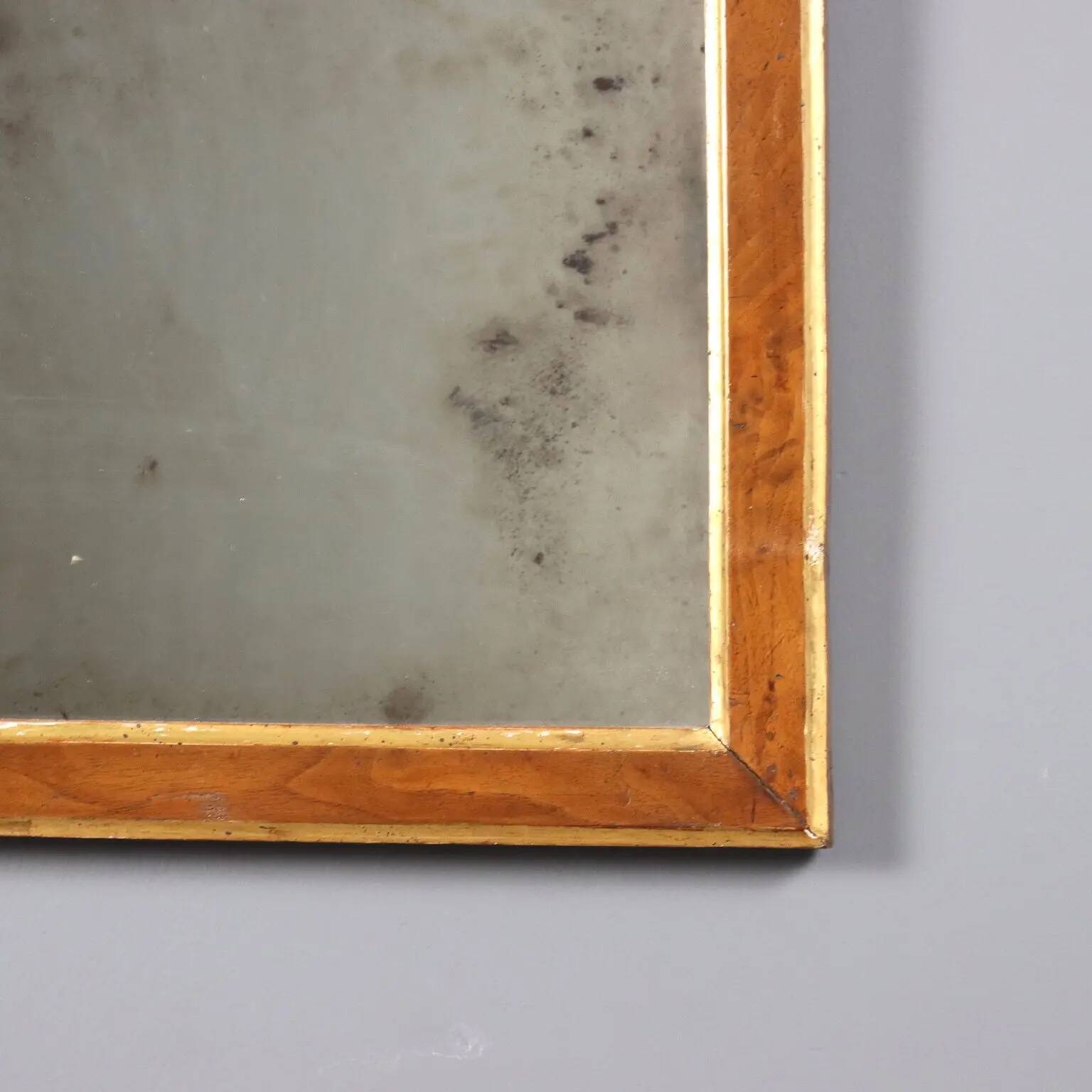 Antique walnut mirror with mercury glass, Italy, 19th century