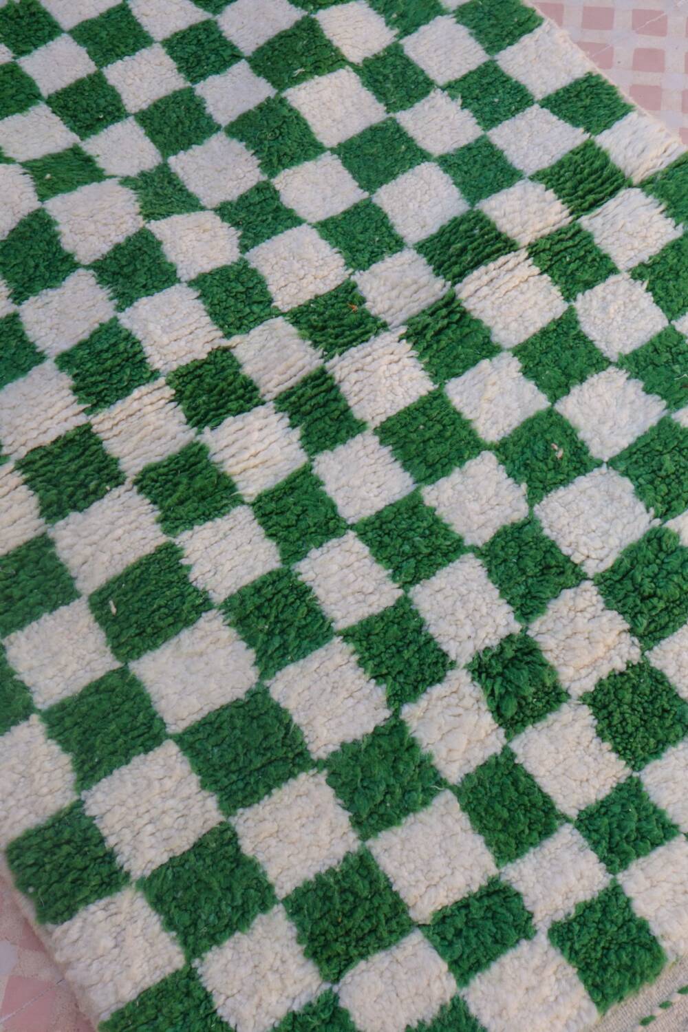 Fir green checkered Berber rug