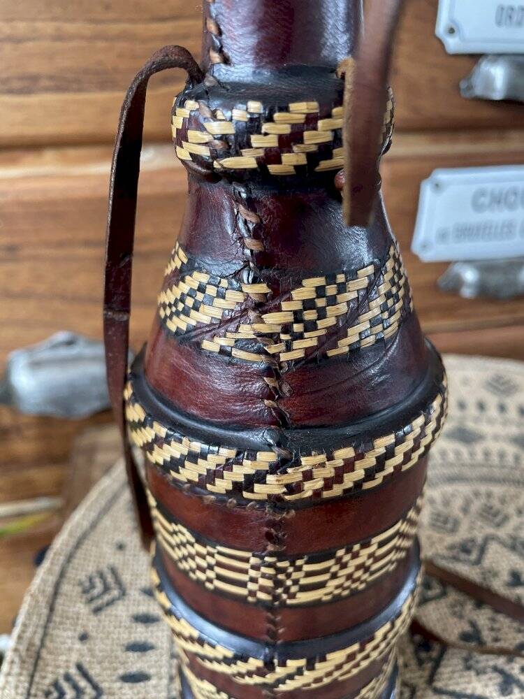 Leather-covered bottle