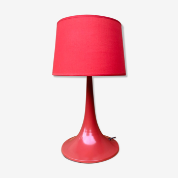 Standing lamp with vintage orange red lampshade