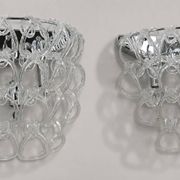 Pair of Art Deco Half-Moon Wall Lights/Hot Water Bottles in Glass & Metal Links
