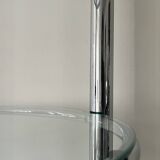 Round tubular bookcase in chrome and glass, 1970 design