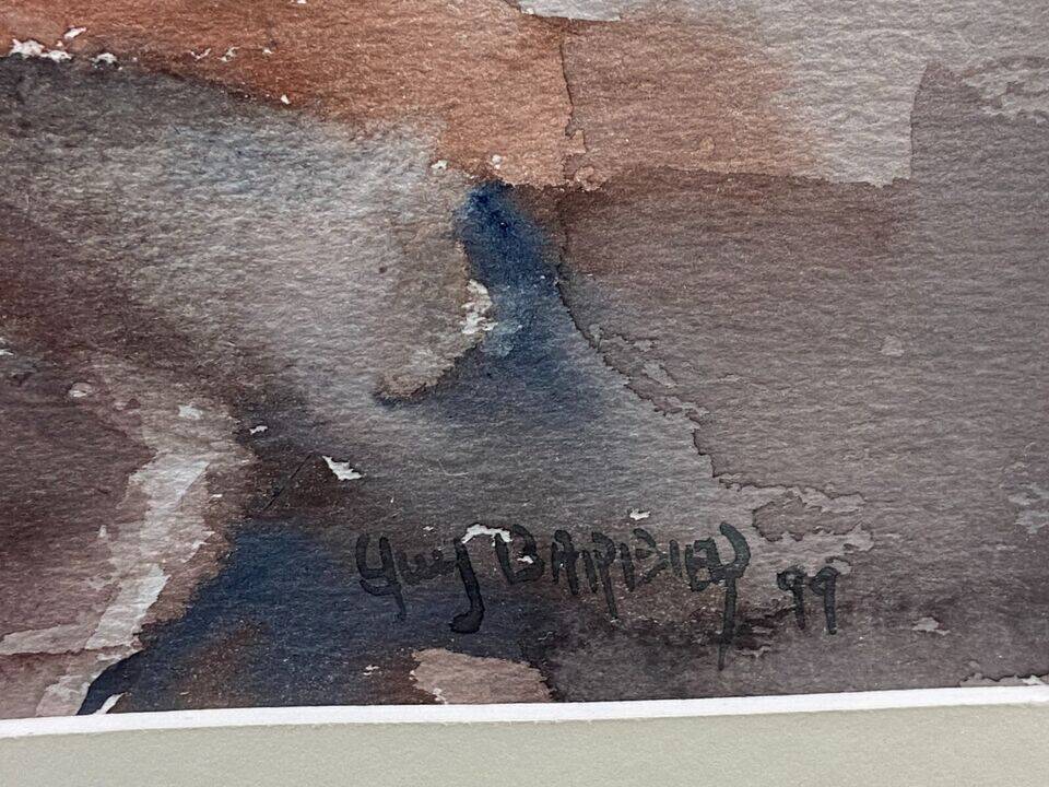 Watercolor painting Still Life with Glasses signed Guy Barbier