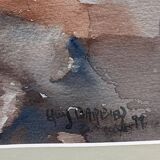 Watercolor painting Still Life with Glasses signed Guy Barbier