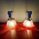 Pair of porcelain and scalloped glass wall sconces, 1920s-30s