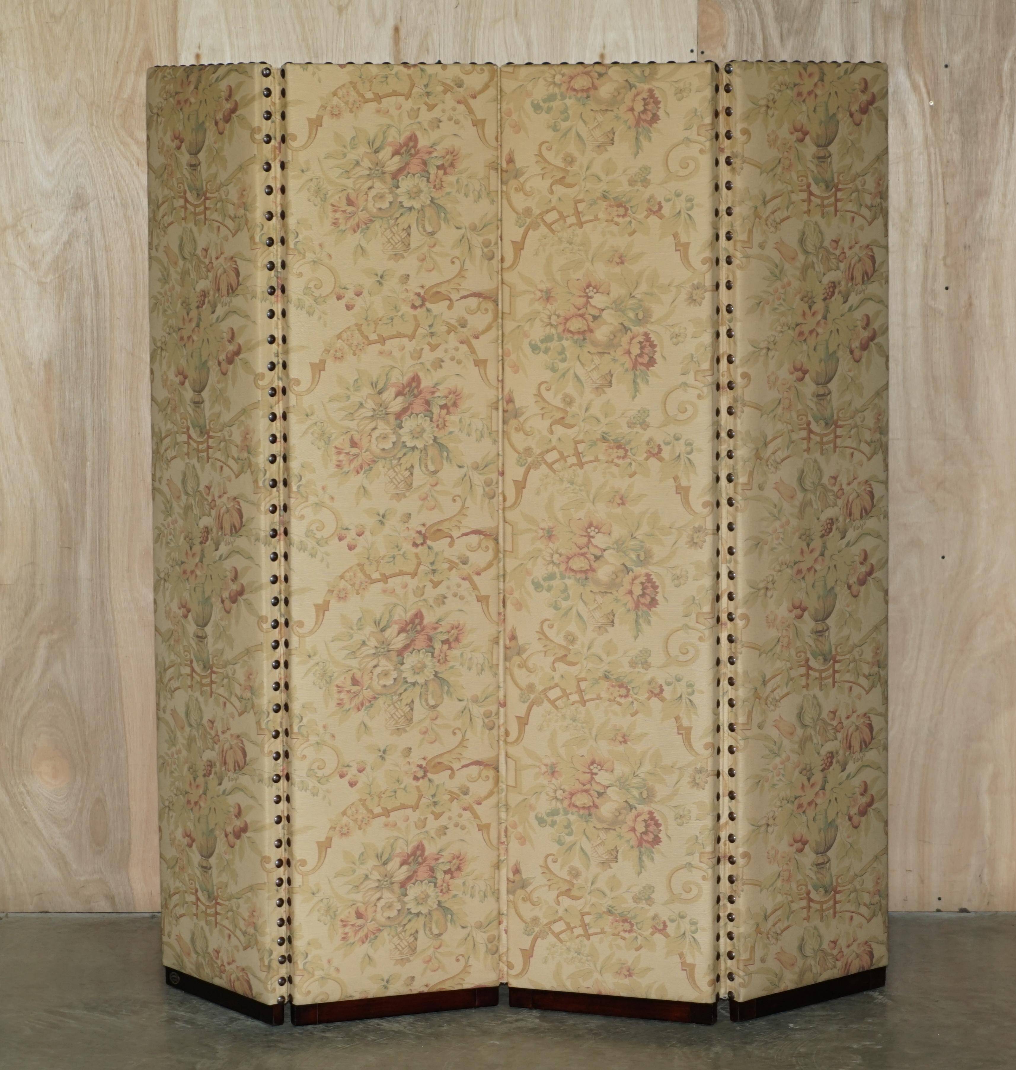 Large screen by George Smith in hardwood and floral fabric.