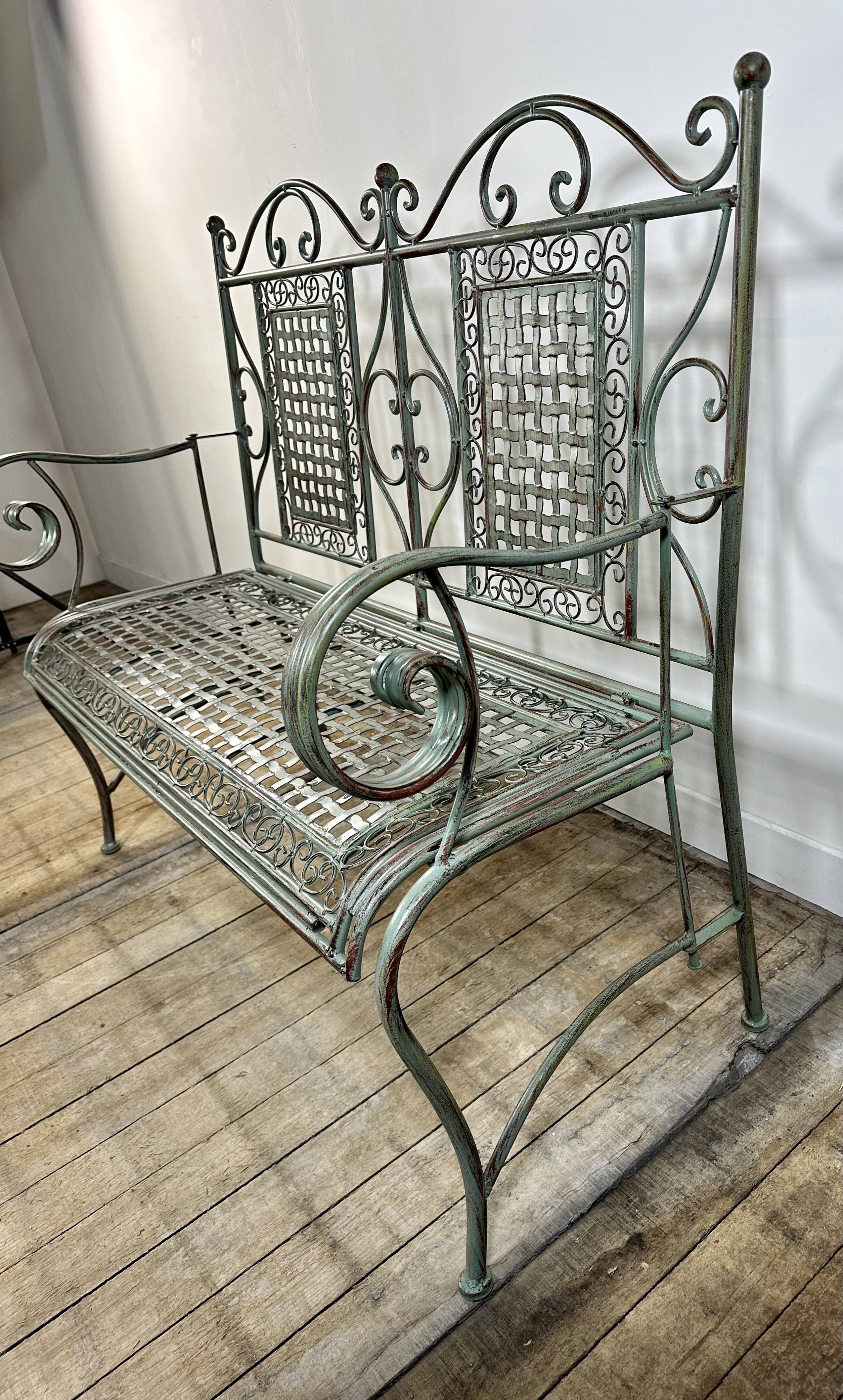 Folding iron garden bench