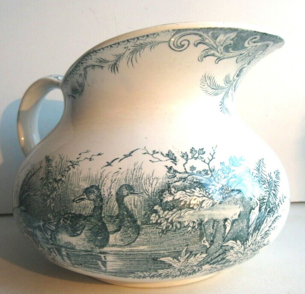 Toilet pitcher "chubby" in grey-blue, Les Canards de Sarreguemines