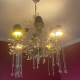 Wrought iron and crystal chandelier