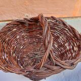 Rare Old handcrafted basket made of cherry branches - peasant folk art