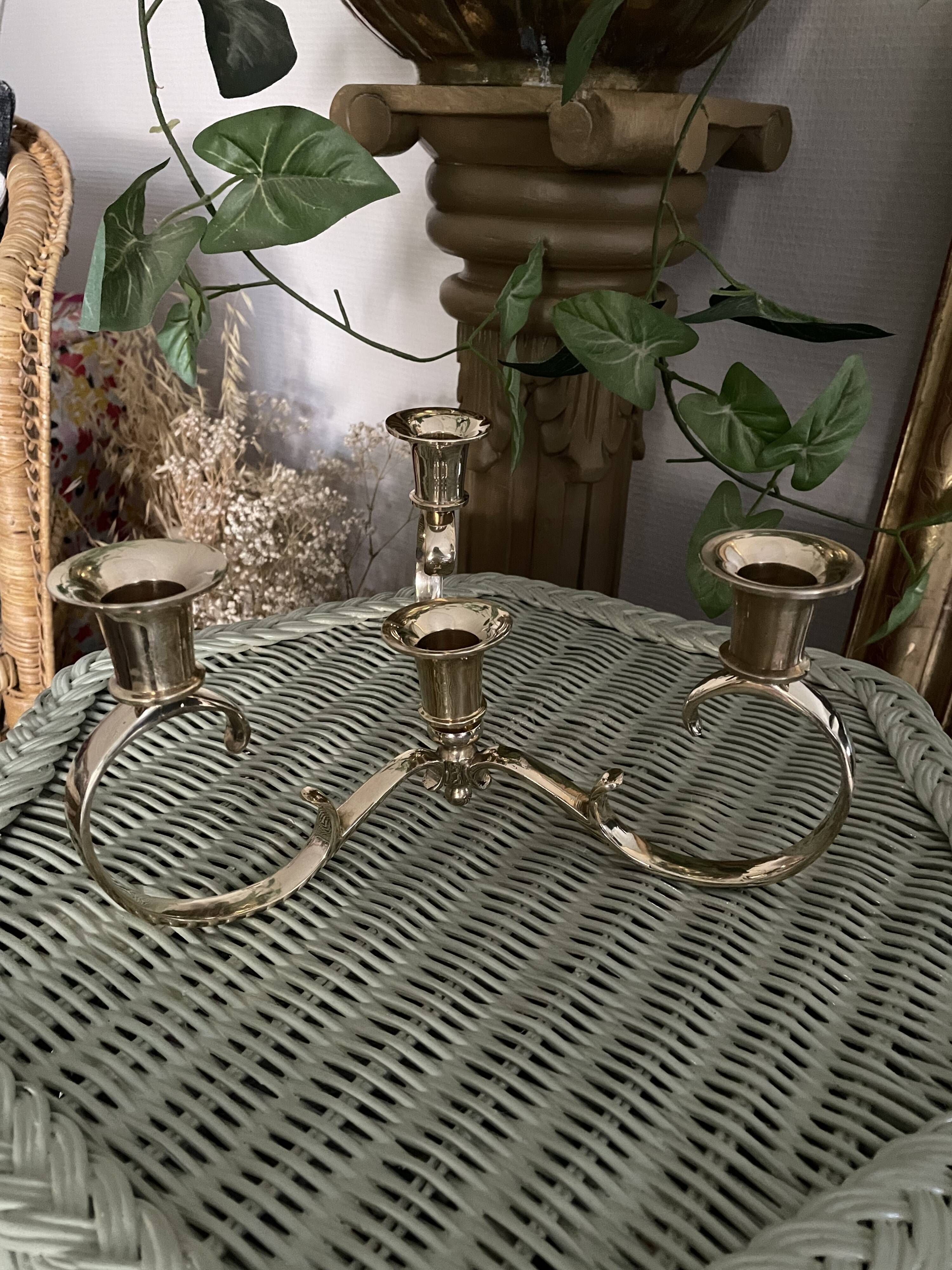 Gold-plated brass candlestick
