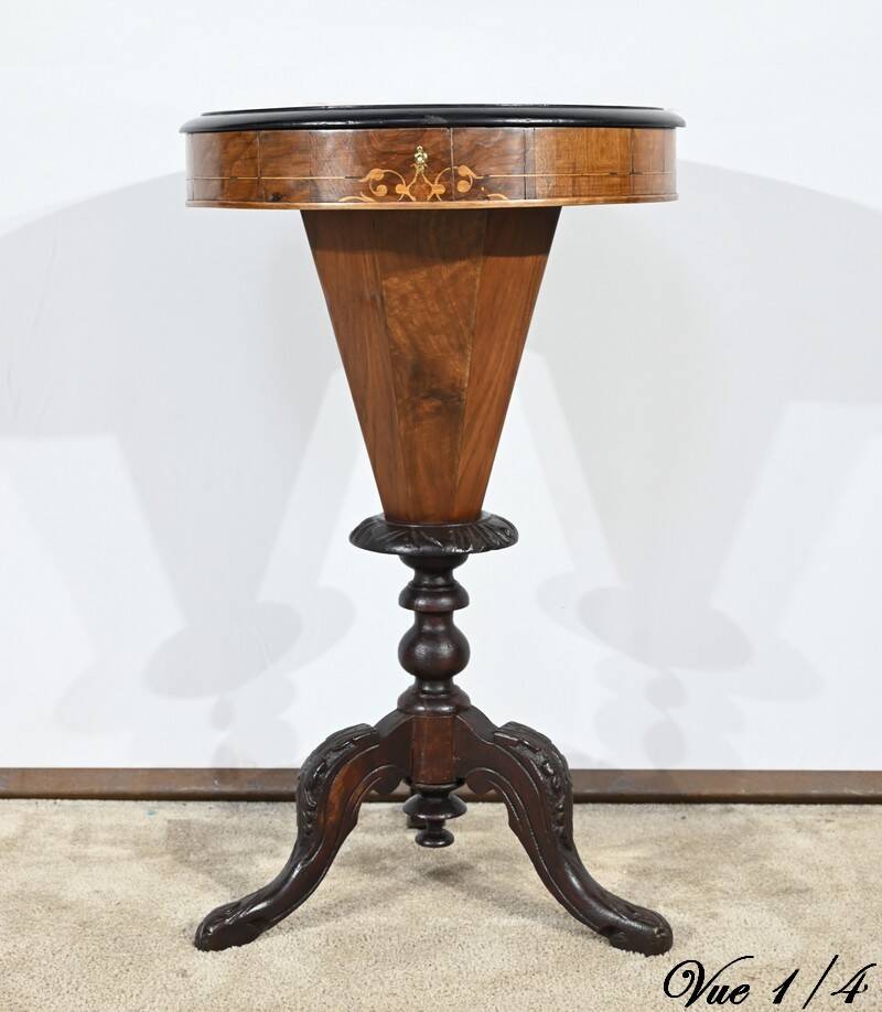 Trumpet Table for Work and Games, Walnut – Late 19th Century
