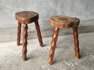 Vintage brutalist tripodes stools