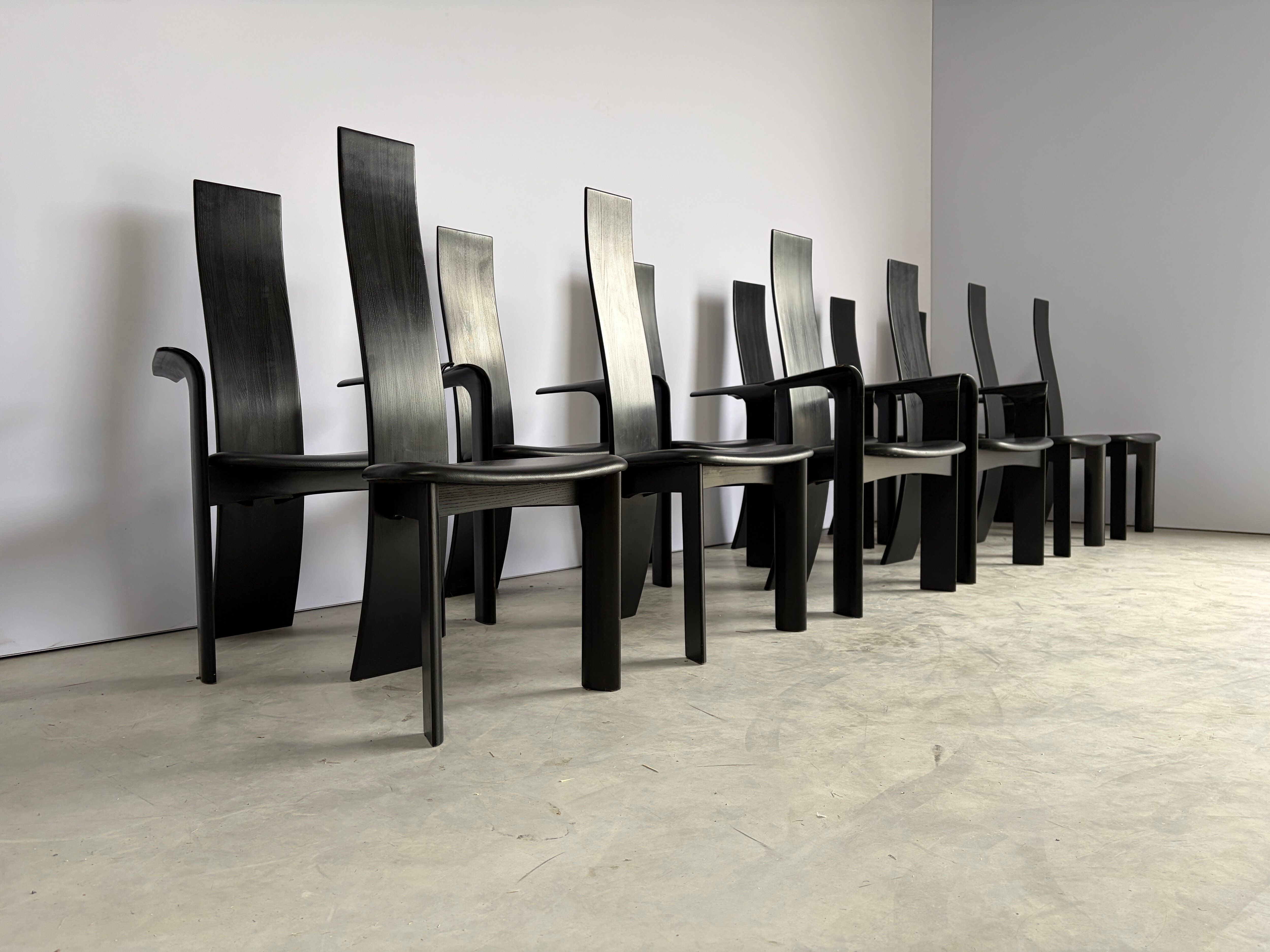 Ensemble de 12 chaises iris par Vandenberghe Pauvers, années 1990.