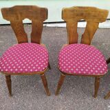 Set of 4 wooden bistro chairs with vintage cushions from the 70s/80s/90s