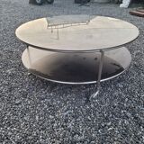 Round coffee table top in black glass
