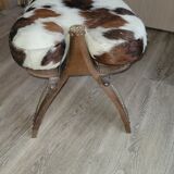 Cowhide and wood stool