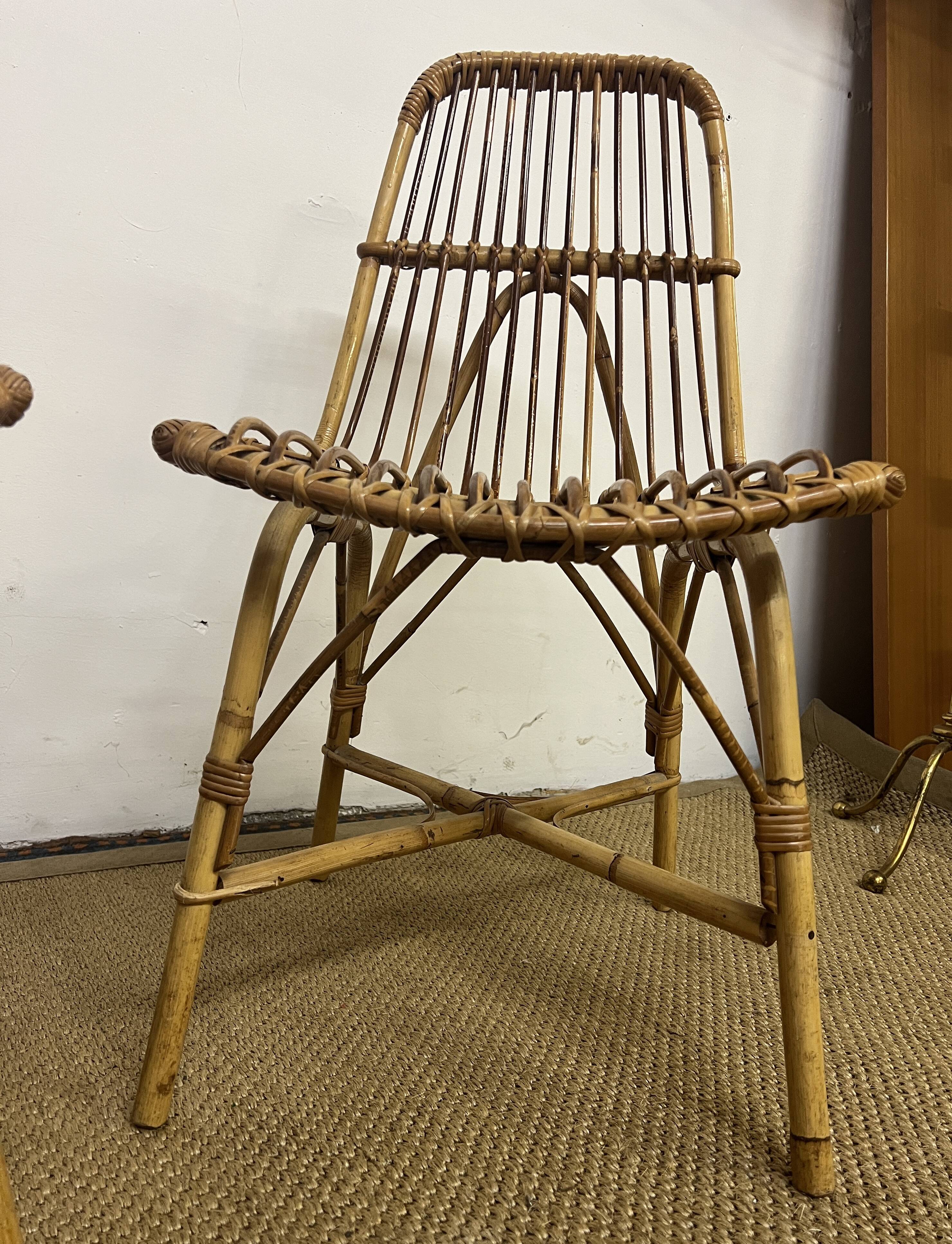 Paire de chaises en rotin & bambou