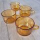 4 amber glass coffee cups