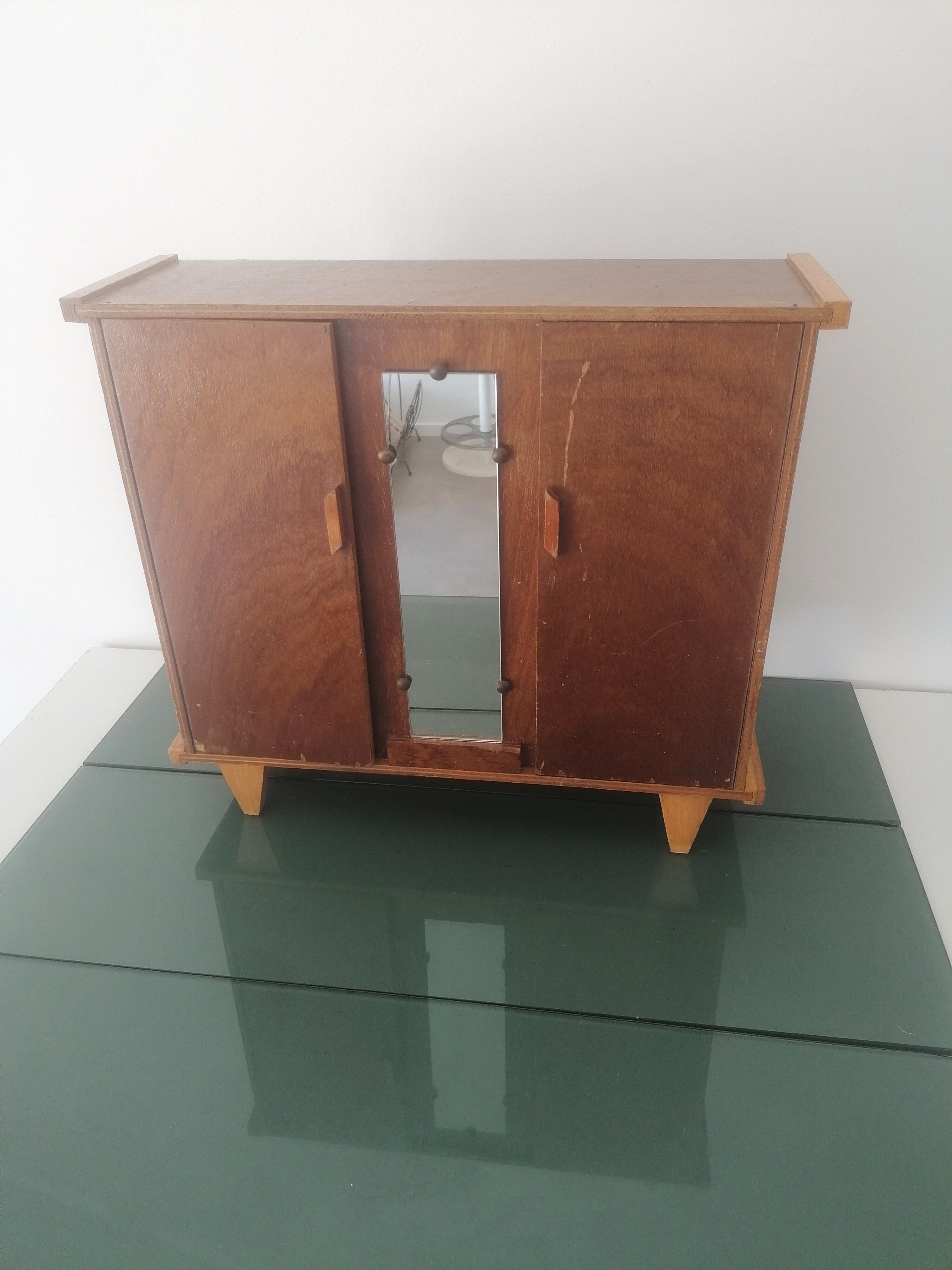 Old wooden doll cabinet 50/60s