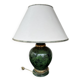 Ceramic Table Lamp with White Shade and Green Marble Effect Base