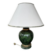 Ceramic Table Lamp with White Shade and Green Marble Effect Base