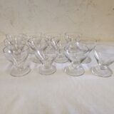 12 engraved fine glass aperitif / liqueur glasses