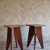 Paire tabourets  bois massif