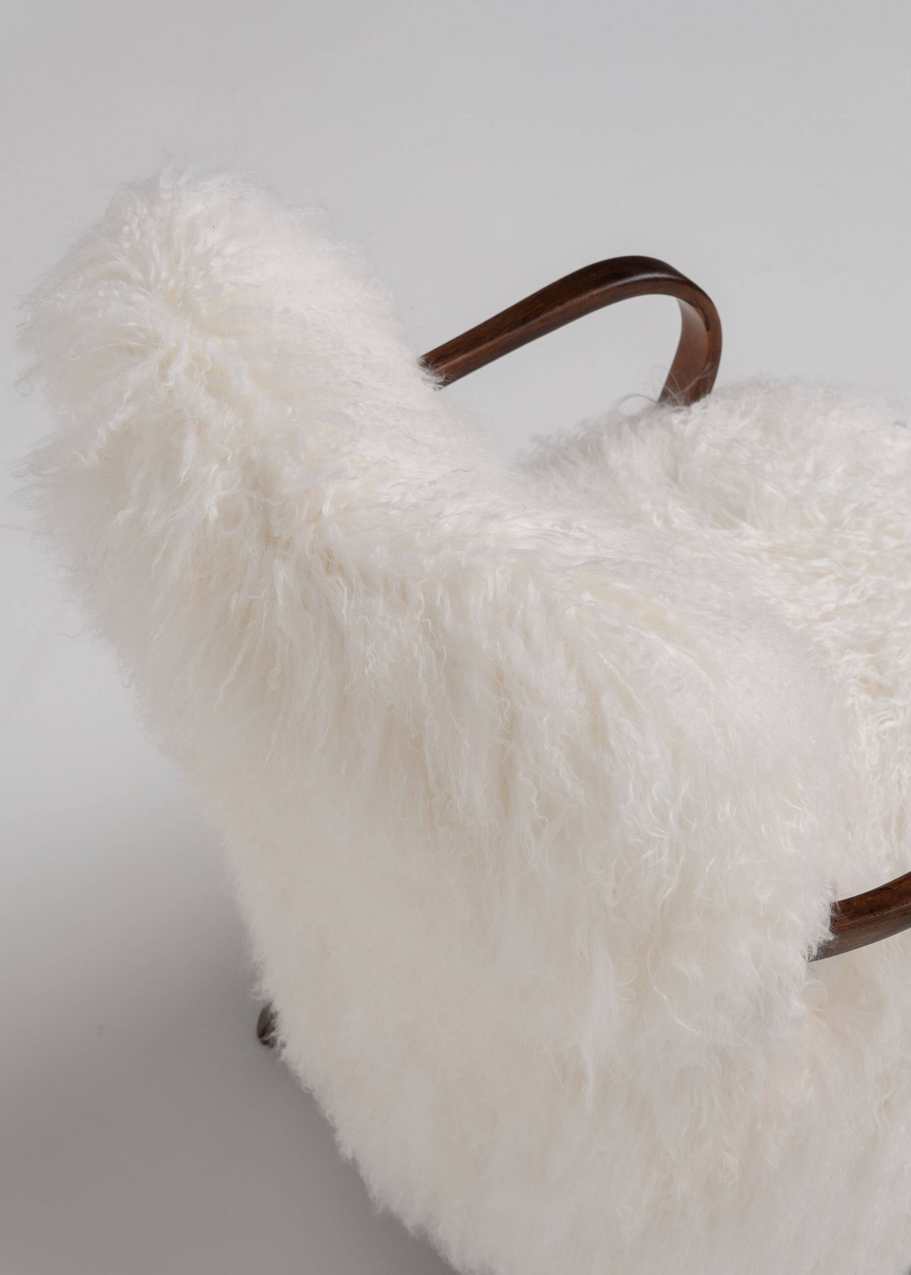 Pair of Art Deco Armchairs in Mongolian Sheepskin, 1950s