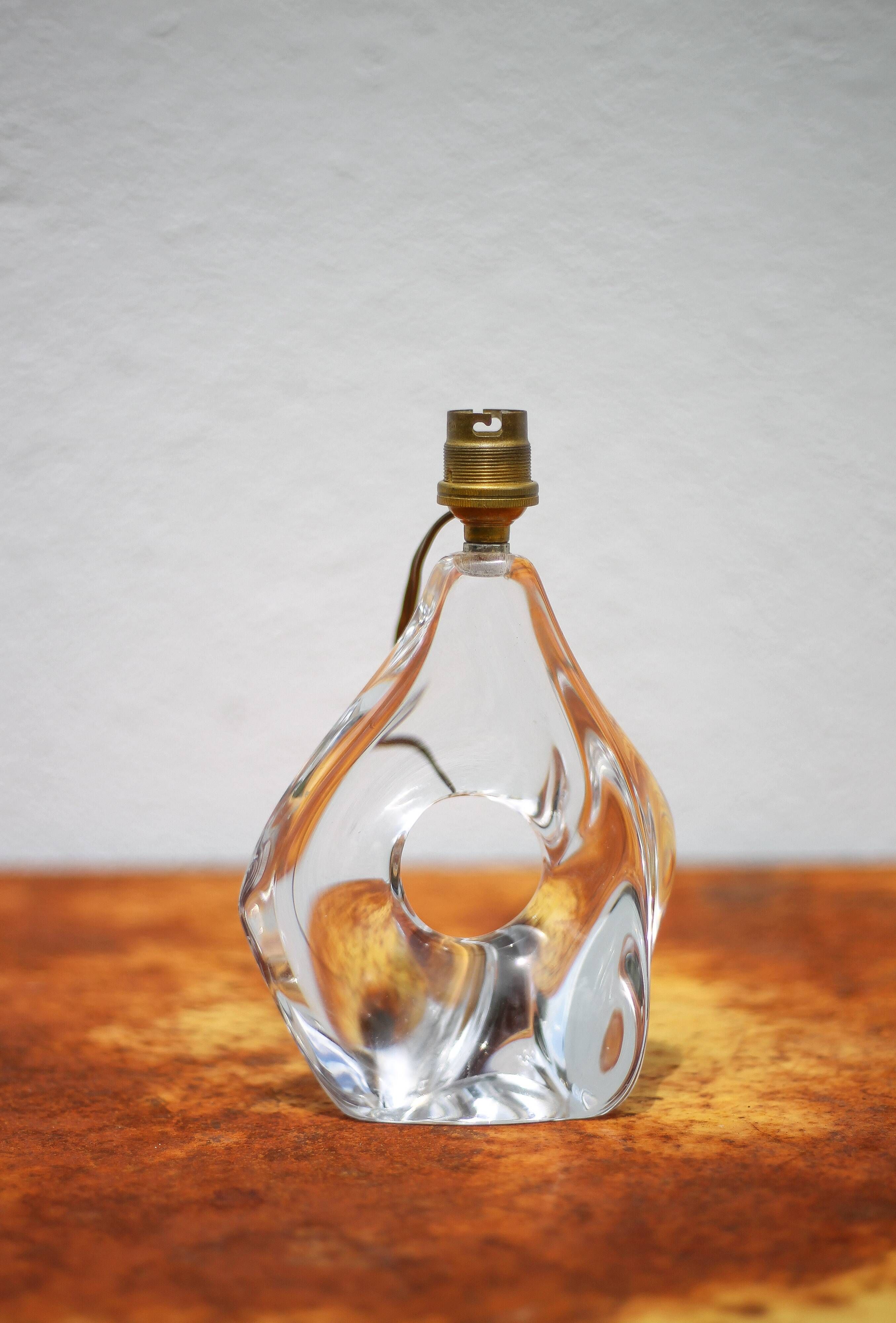 Daum France crystal lamp, vintage lamp, sculptural lamp