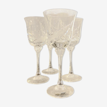 Lot de 4 verres à vin givrés J. G Durand