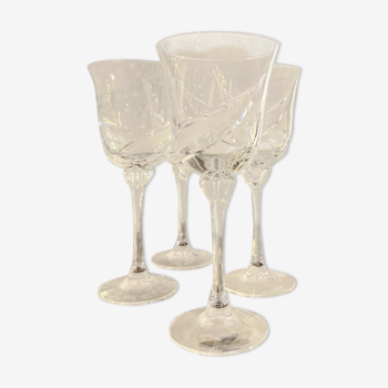 Set of 4 frosted wine glasses J. G Durand