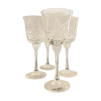 Set of 4 frosted wine glasses J. G Durand