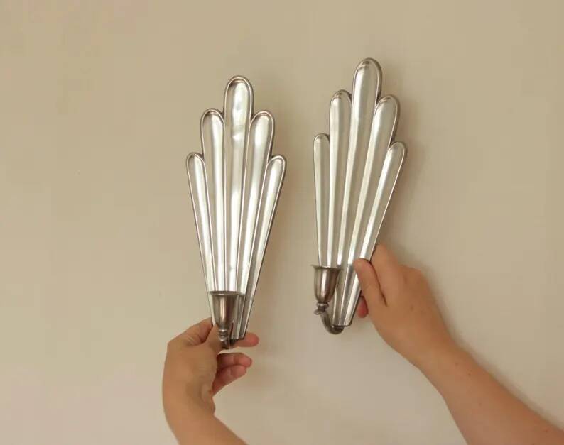 Pair of Swedish Pewter Wall Sconces, 1930s, by C.G. Hallberg, Stockholm